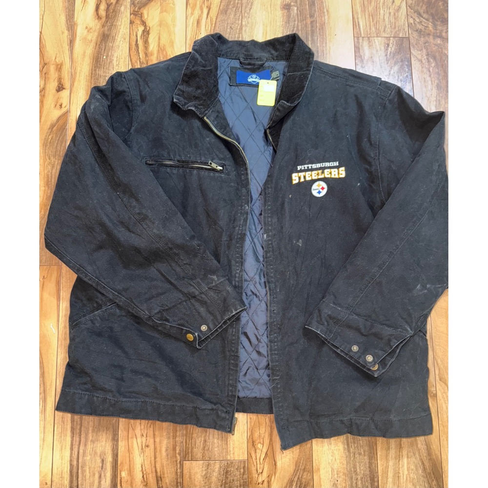 NFL Hardwear Pittsburgh Steelers BlCanvas Workwear Jacket XL Corduroy Collar‎